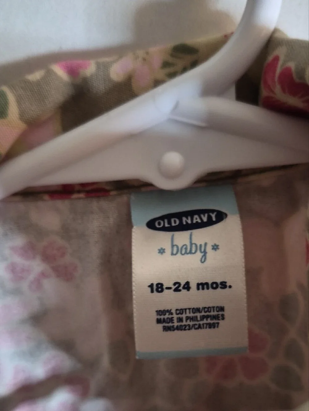 Old Navy Pink & Olive Floral Sleeveless Dress
